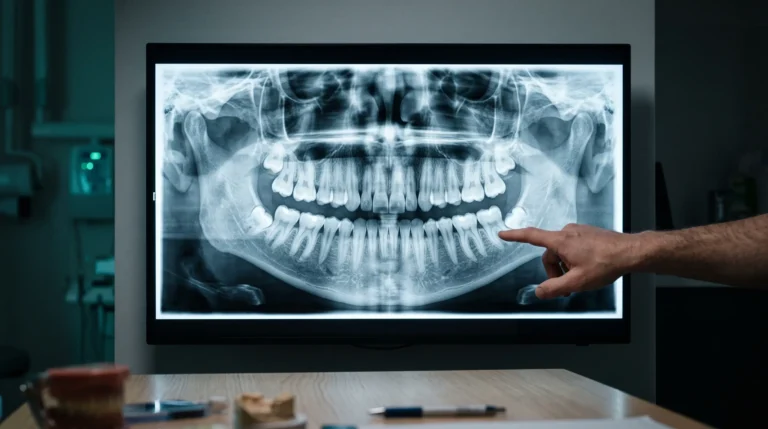 Panoramic dental X-ray used for a free treatment quote from Albania