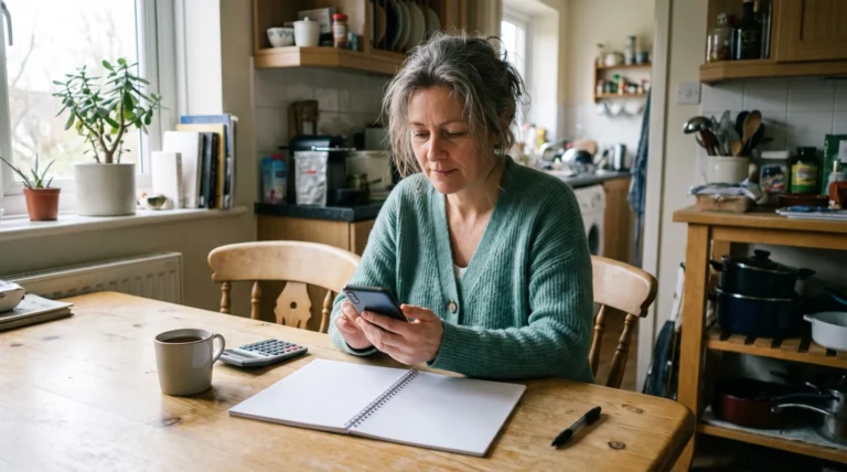 Woman reviewing her budget while looking for affordable dental care without insurance in the UK